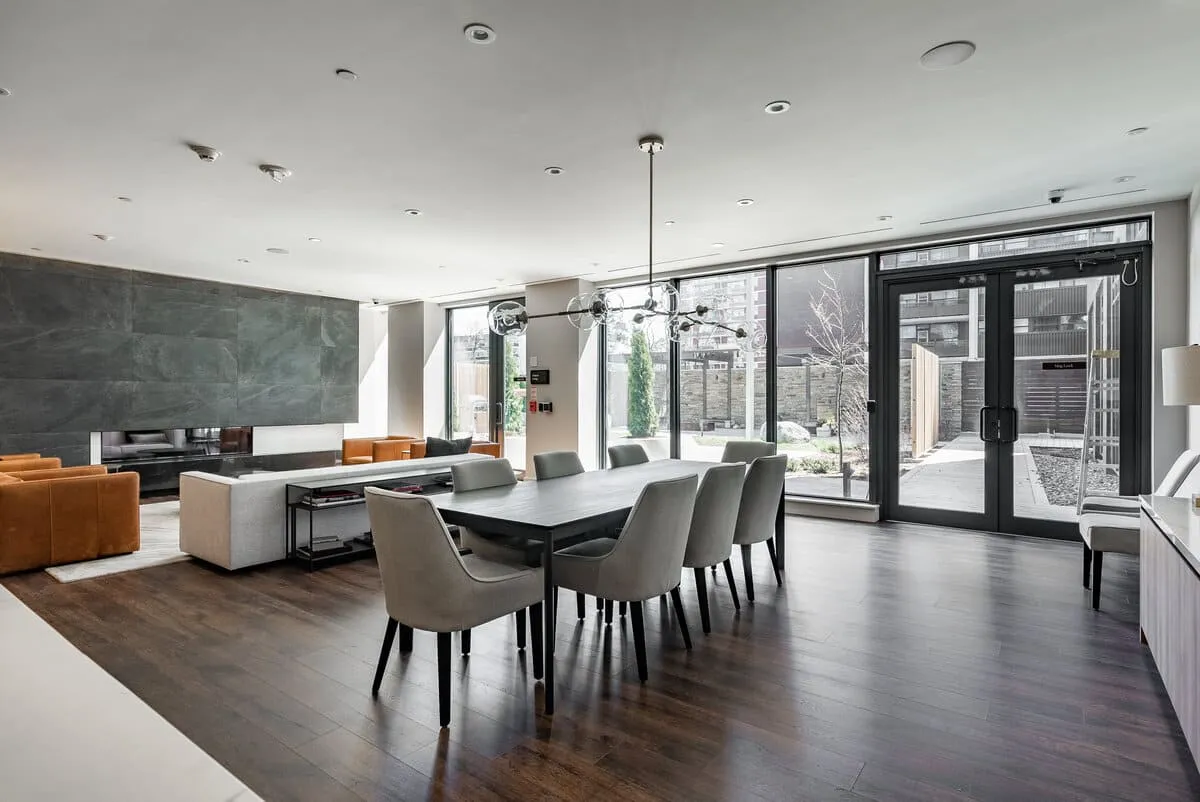 TANU Condos party room courtyard doors