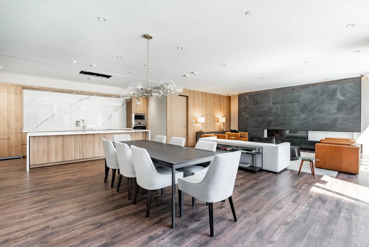 TANU Condos party room dining and kitchen