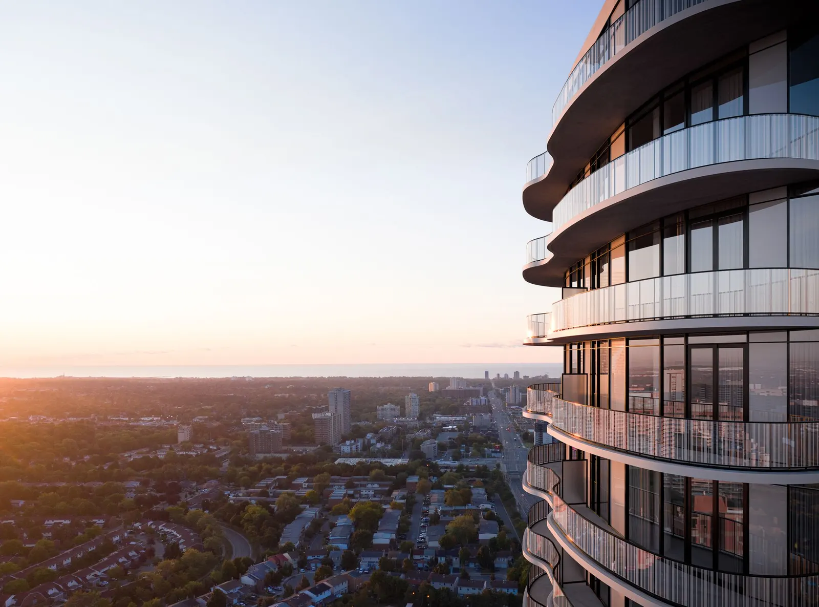 Curved tower balconies