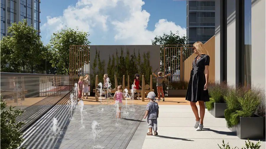 Kids' play area and splash pad