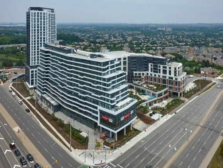 Aerial view of the building