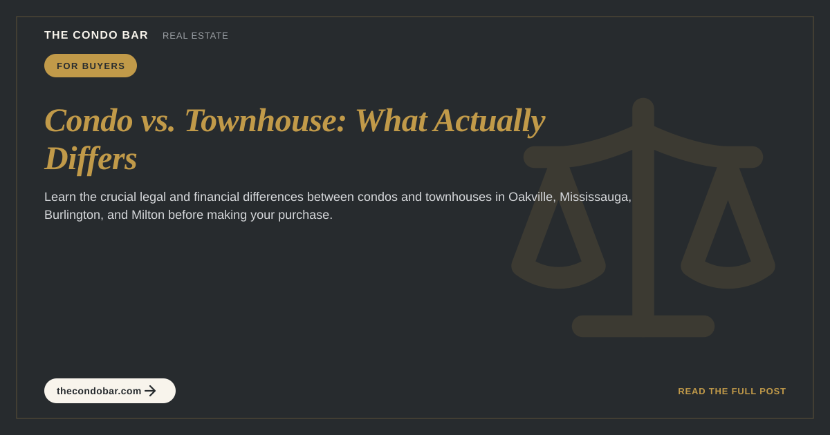 Condo vs. Townhouse: What Actually Differs