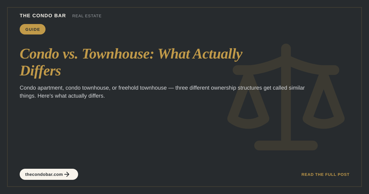 Condo vs. Townhouse: What Actually Differs